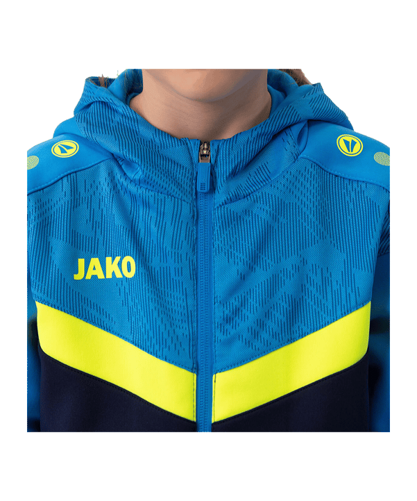 JAKO Iconic Kapuzenjacke Kids Blau Gelb F914 - blau