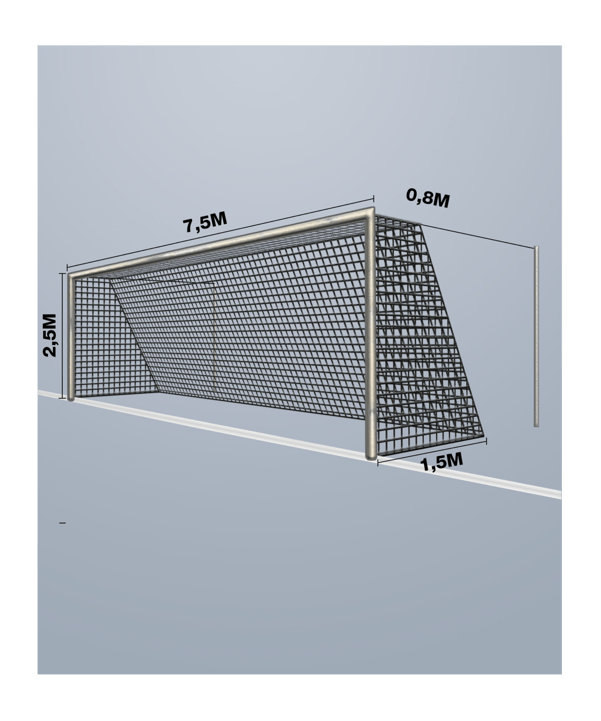 Cawila 7,50x2,50m | Tiefe 0,8x1,5m | Maschenweite 12cm | Stärke 4mm | Goal Net Zwart - zwart
