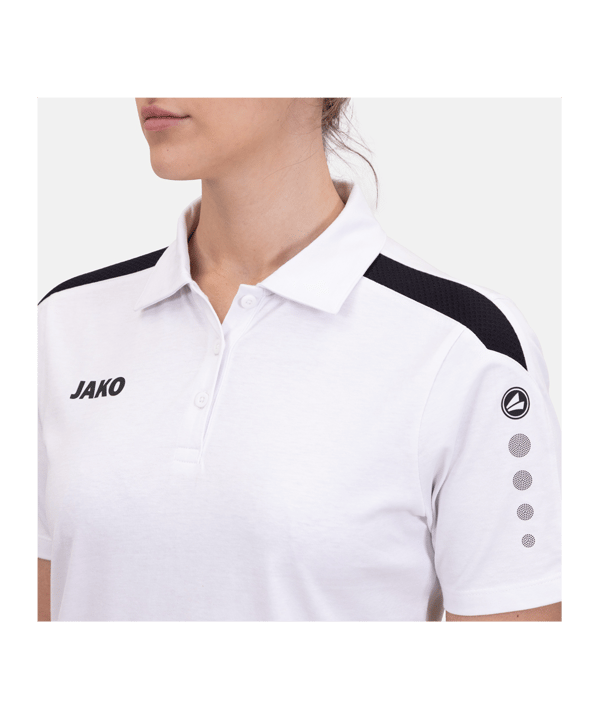 JAKO Power Poloshirt Damen Weiss Schwarz F000 - weiss