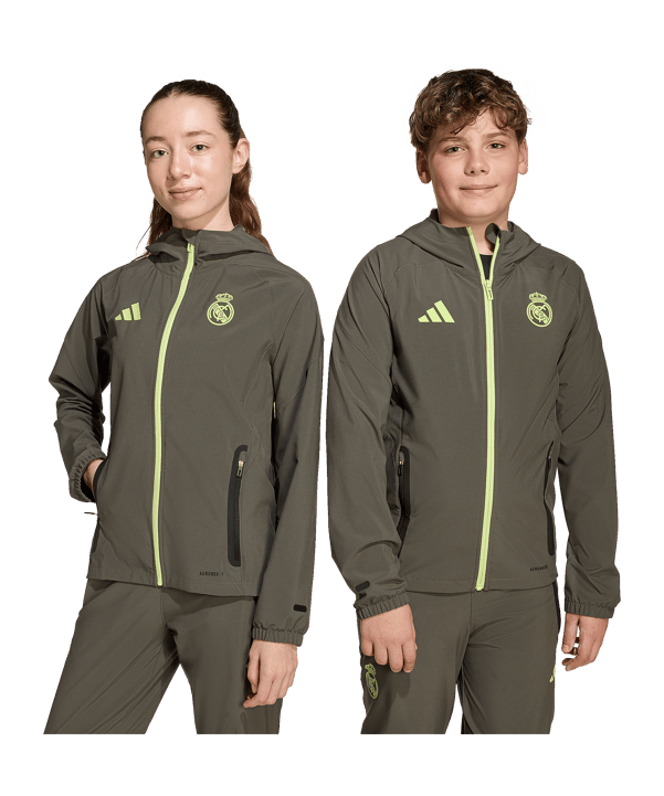 adidas Real Madrid Vis Tech Travel Jacke Kids Grau - grau