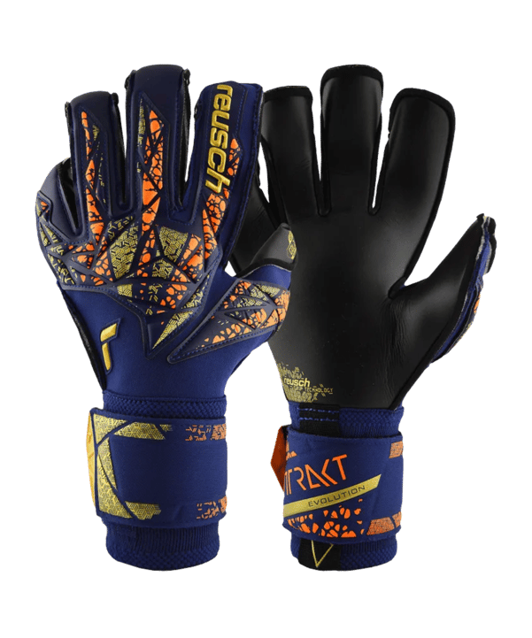 Reusch Attrakt Gold X Evolution TW-Handschuhe Night Spark 2024 Blau Gold Schwarz F4411 - blau