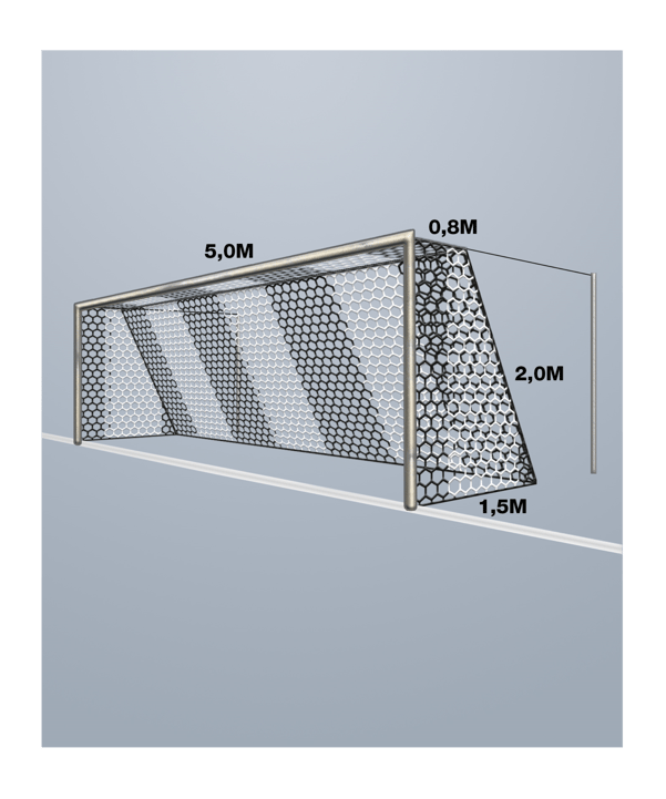 Cawila Tornetz HEXA 5,15x2,05m | Tiefe 0,8x1,5m | Maschenweite 12cm | Stärke 4mm | weiß/schwarz - weiss