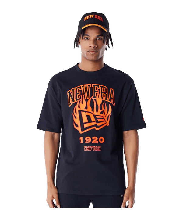New Era Ne Flag Flame Oversized T-Shirt Schwarz - schwarz