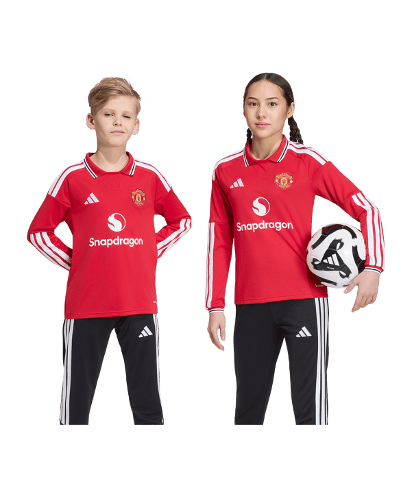 adidas Manchester United Trikot Langarm Home 2026/2027 Kinder Rot - rot