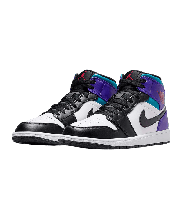 Jordan Air 1 Mid Weiss Schwarz Lila F154 - weiss