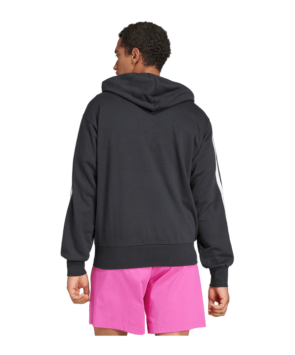 adidas Essentials 3 Stripes Kapuzenjacke Schwarz - schwarz