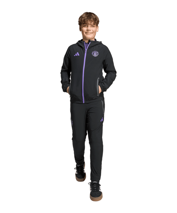 adidas Manchester United Vis Tech Travel Jogginghose Kids Schwarz - schwarz