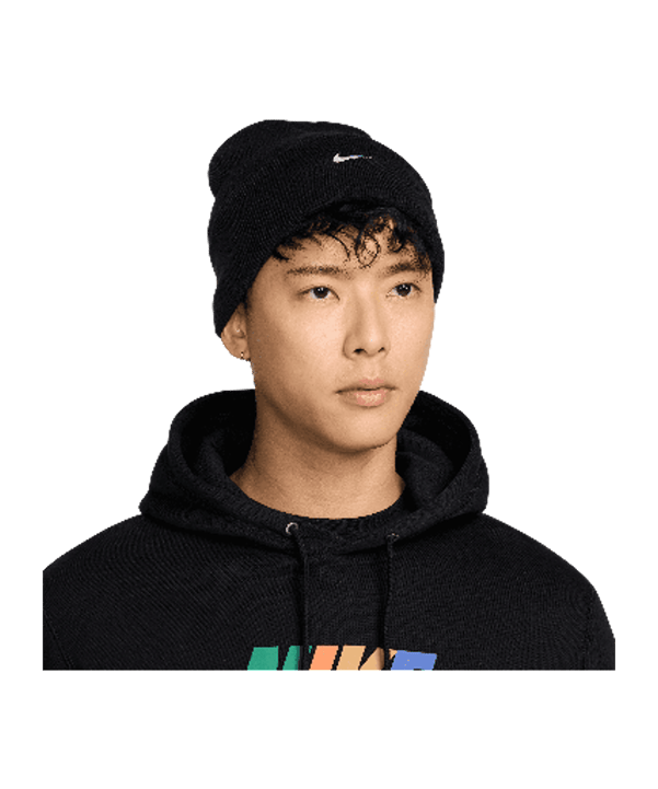 Nike Swoosh Peak Beanie Schwarz F010 - schwarz