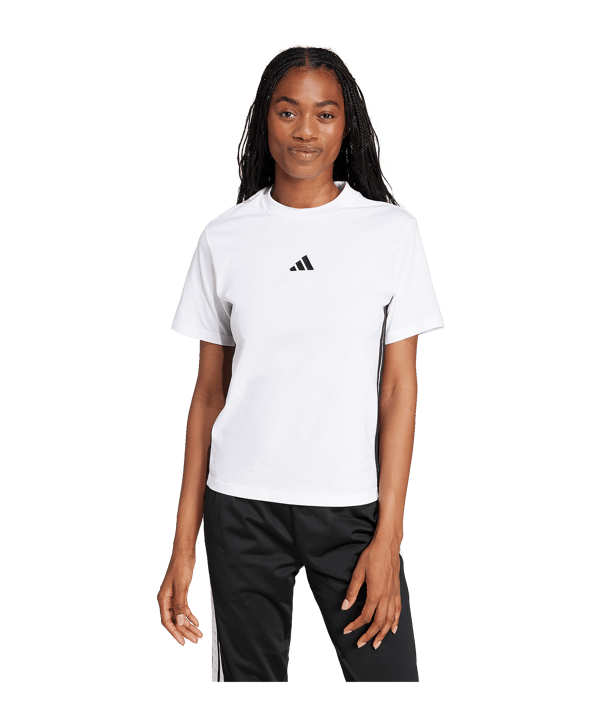 adidas Essentials 3S Cotton T-Shirt Damen Weiss - weiss