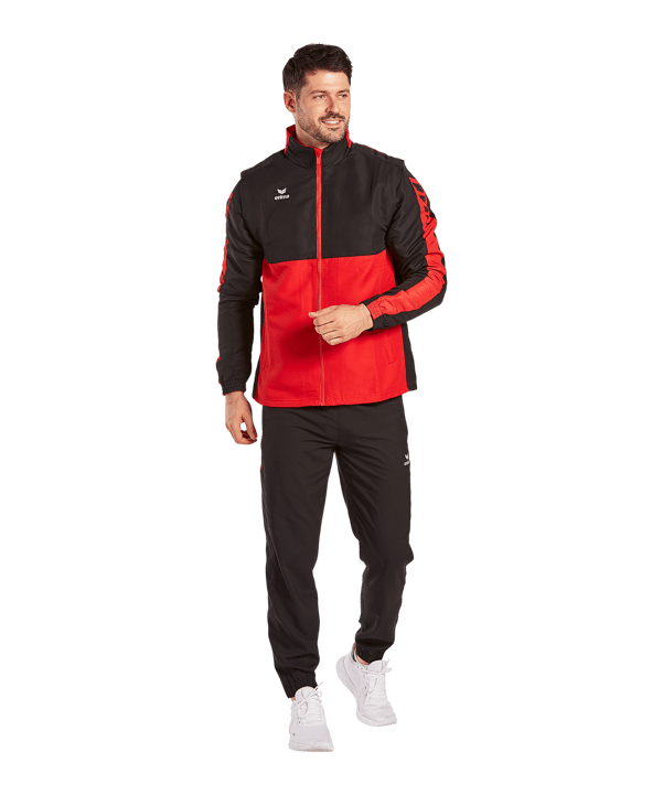 Erima Six Wings Jacke abnehmbare Ärmel Rot Schwarz Schwarz - rot