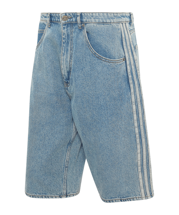 adidas Originals Firebird Adicolor Denim Mid-Rise Straight Leg Short Blau - blau