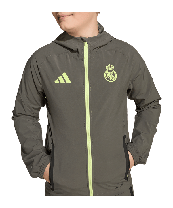 adidas Real Madrid Vis Tech Travel Jacke Kids Grau - grau