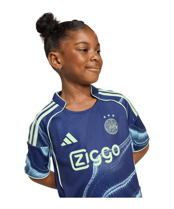 adidas Ajax Amsterdam Trikot Set Away 2025/2026 Kids Blau - blau