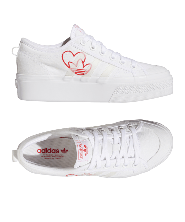 adidas Originals Nizza Plattform Damen Weiss Rot - weiss