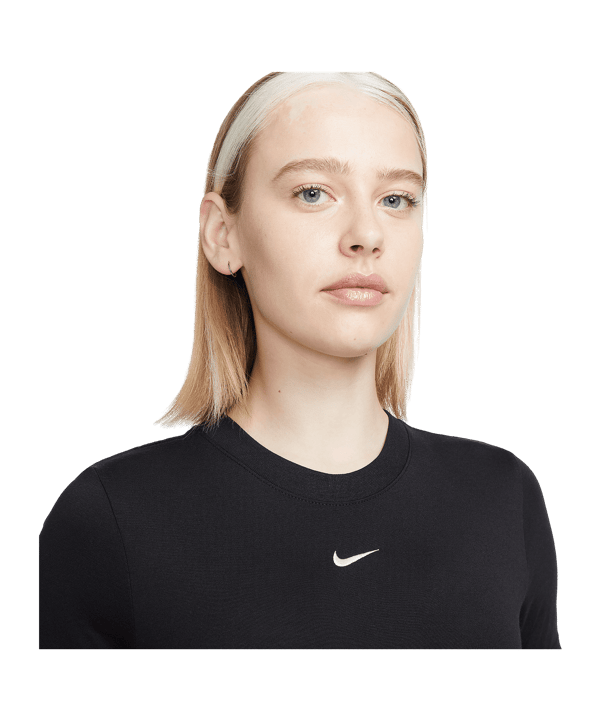 Nike Essential Crop T-Shirt Damen Schwarz F010 - schwarz