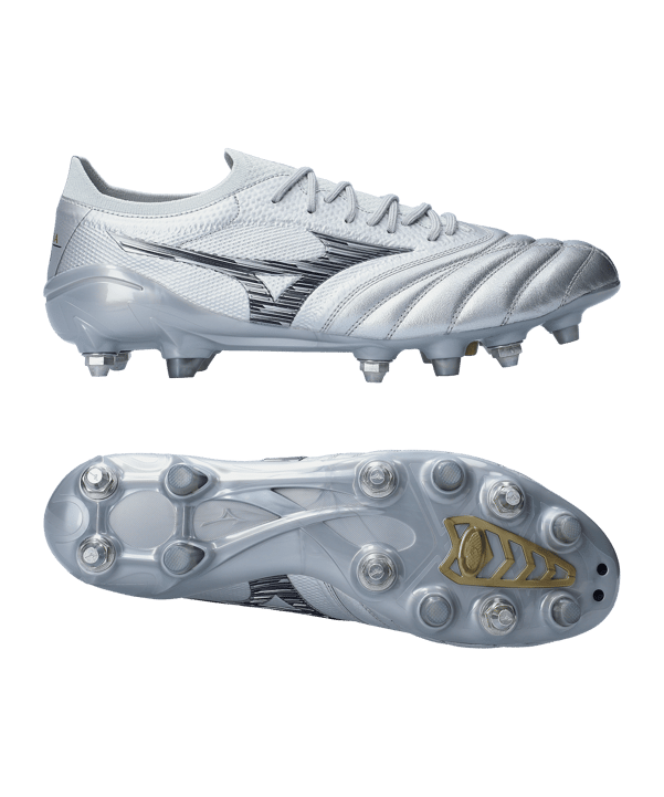 Mizuno Morelia Neo Beta Made in Japan Mix SG Platinum Silver Silber F04 - silber