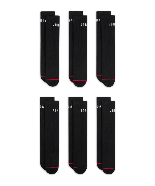 Jordan Everyday Crew 6er Pack Socken Schwarz F010 - schwarz
