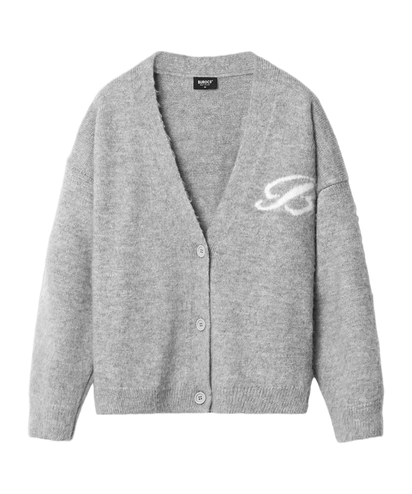 Burocs Fuzzy Jacquard Cardigan Jacke Grau