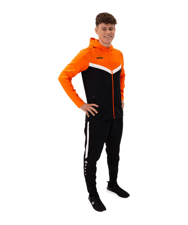 JAKO Icon Kapuzenjacke Schwarz Orange F807 - schwarz