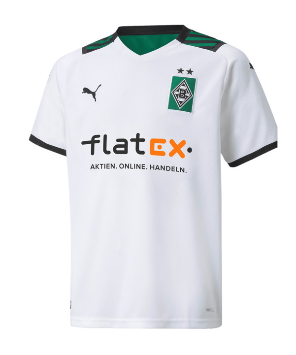 PUMA Borussia Mönchengladbach Trikot Home 2021/2022 Kids Weiss Grün F01 - weiss