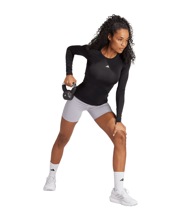 adidas TechFit Longsleeve T-Shirt Damen Schwarz - schwarz