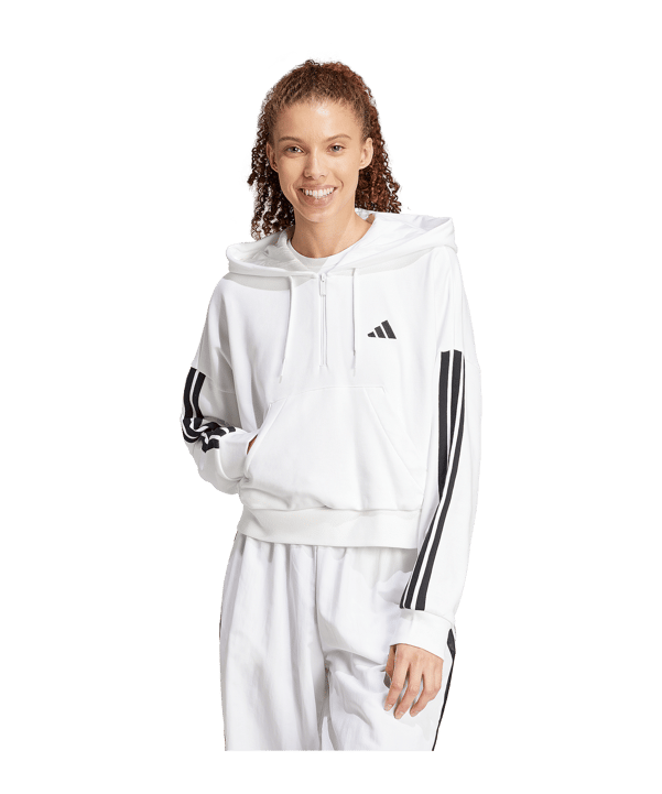 adidas Essentials 3-Streifen French Terry HalfZip Hoddy Weiss/Schwarz - weiss