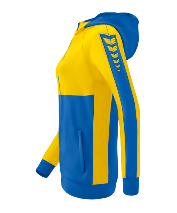 Erima Six Wings Kapuzenjacke Damen Blau Gelb - blau