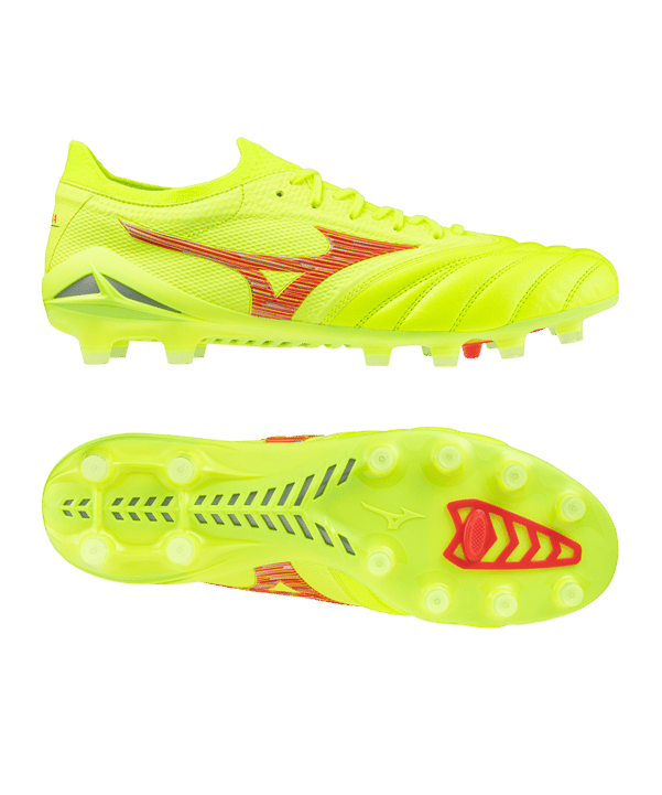 Mizuno Morelia Neo IV Alpha Made in Japan FG Dyna Gelb Rot Gelb F45 - weiss