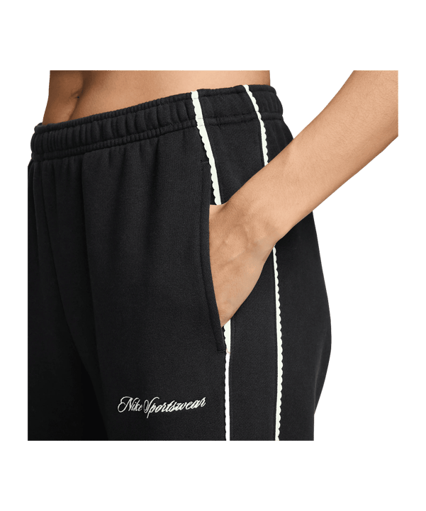 Nike Studio Fleece Scallop Broek Dames Zwart K001 - zwart