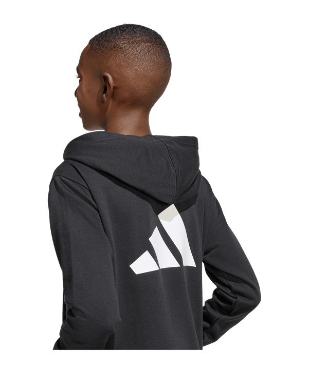 adidas Color Block Hoody Kids Schwarz - schwarz