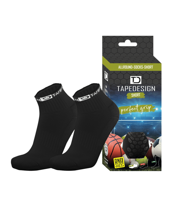 Tapedesign Gripsock Short Socken Schwarz - schwarz