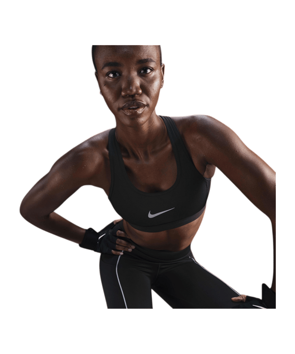 Nike Swoosh Sport-BH Damen Schwarz F010 - schwarz