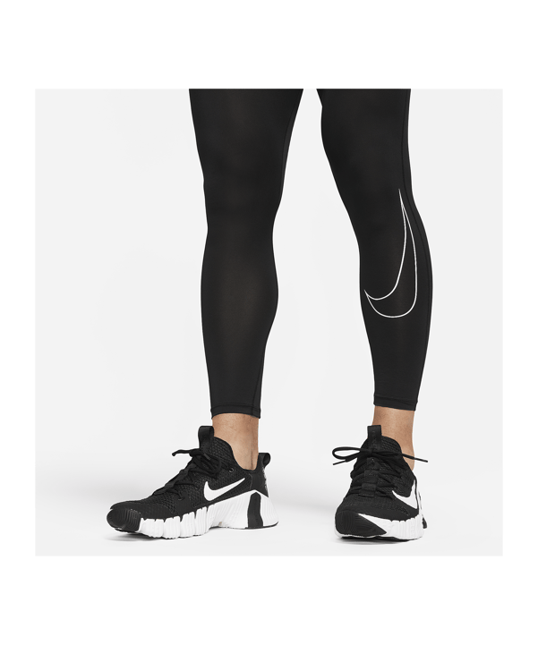 Nike Pro Tight Lang Schwarz Weiss F010 - schwarz