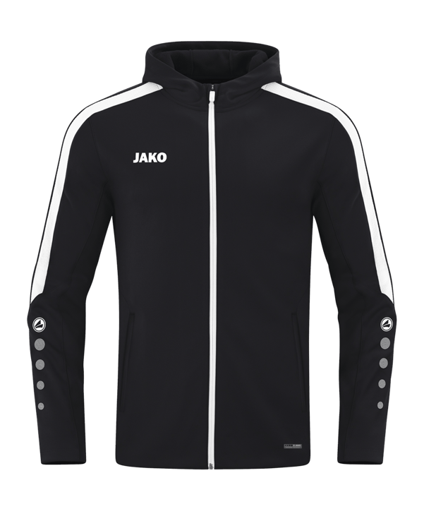 JAKO Power Kapuzenjacke Kids Schwarz Weiss F800 - schwarz