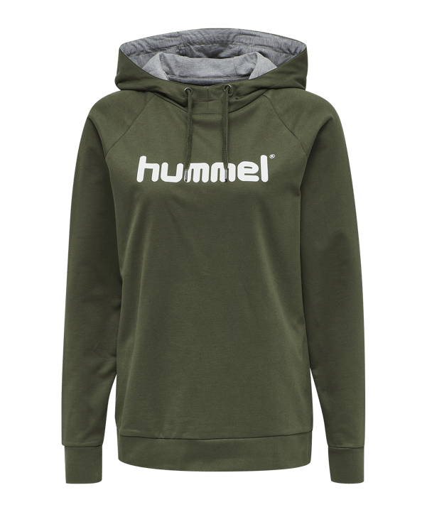 Hummel Cotton Logo Hoody Damen Grün F6084 - gruen