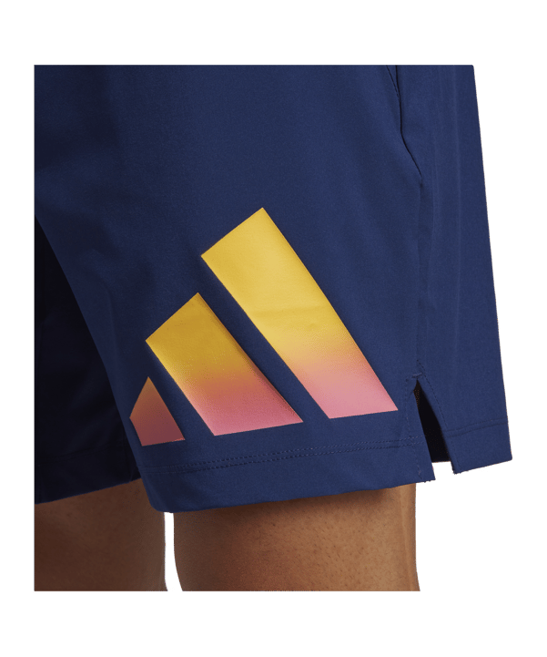 adidas 3Bar Short Blau Gelb Orange - dunkelblau