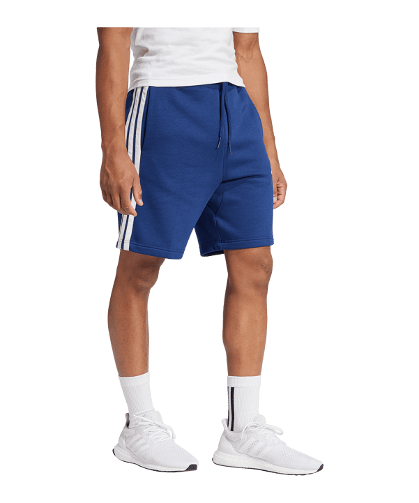 adidas Essentials Three Stripes Fleece Pantaloncini Blu - blu