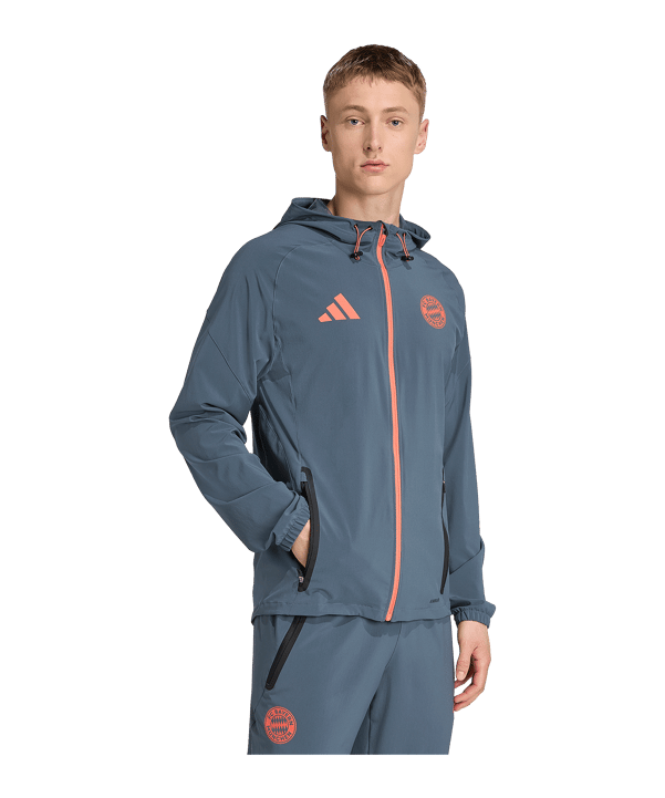 adidas FC Bayern München Tech Travel Jacke Grau - grau