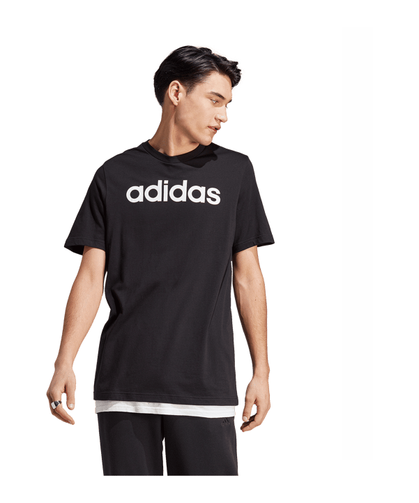 adidas Essentials Embroidered Logo T-Shirt Schwart - schwarz