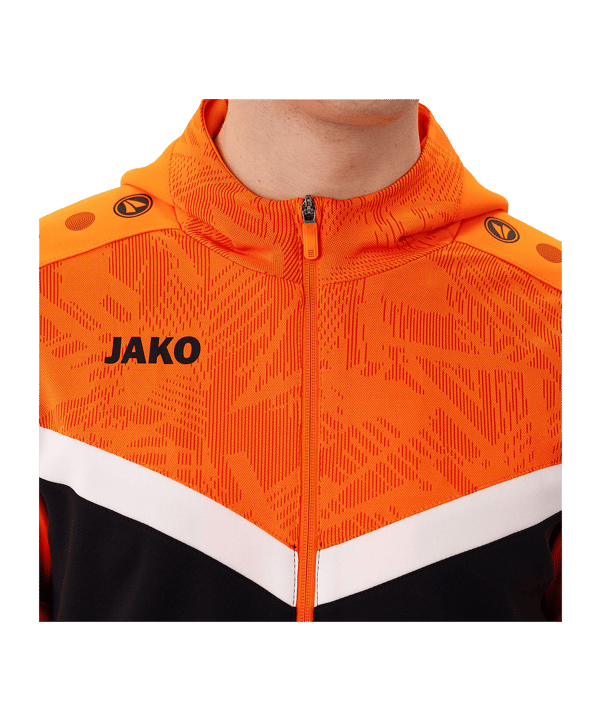 JAKO Icon Kapuzenjacke Schwarz Orange F807 - schwarz
