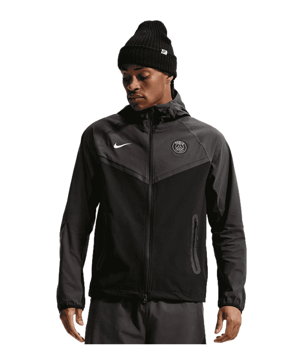 Nike Paris Saint-Germain Tech Woven Kapuzenjacke Schwarz F010 - schwarz