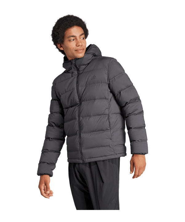 adidas Helionic Stretch Hooded Down Jacket Black - schwarz