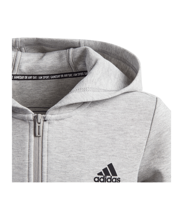 adidas 3 Stripes Doubleknit Kapuzenjacke Kids Grau - grau