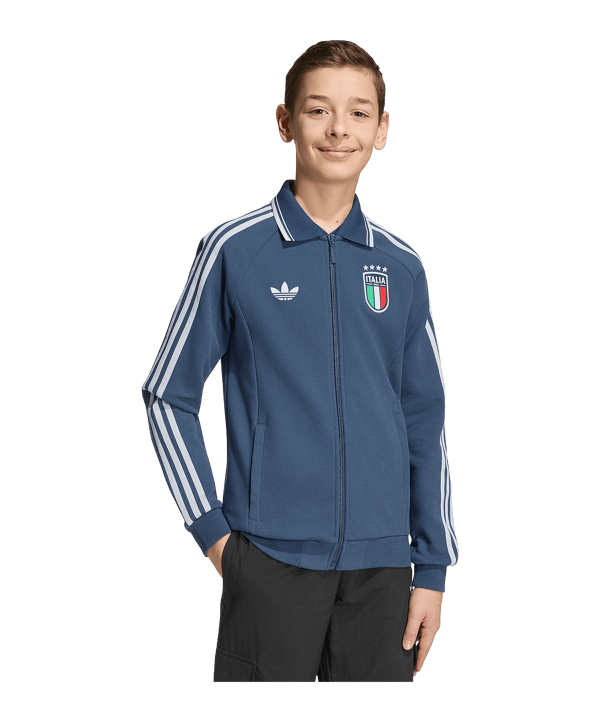 adidas Originals FIGC Italien Anthem Jacke Kids Blau - blau