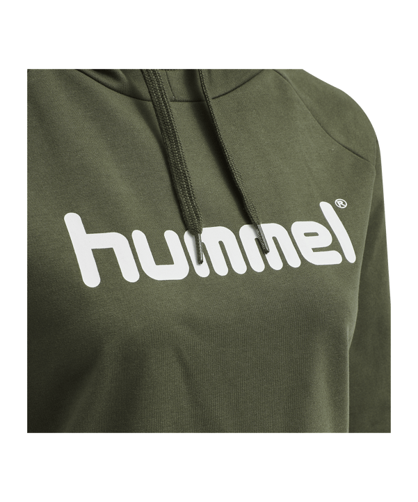 Hummel Cotton Logo Hoody Damen Grün F6084 - gruen