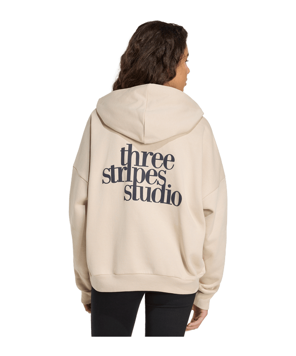 adidas 3 Stripes Studio Hoody Damen Beige - beige
