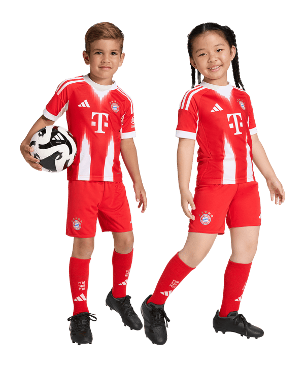 adidas FC Bayern München Mini Trikot Set Home 2025/2026 Kids Rot - rot