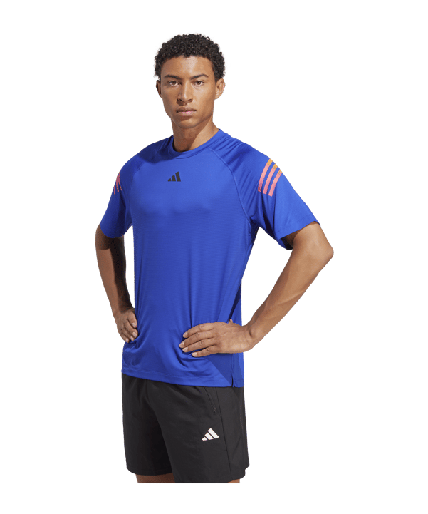 adidas 3-Stripes T-Shirt Blau Pink Gelb - blau