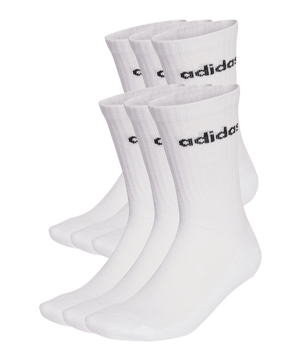 adidas Linear Crew Cushioned 6 Pair Socken Weiß - weiss