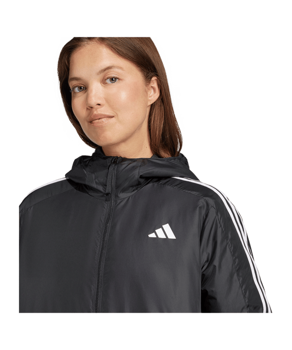 adidas Essentials 3-Stripes Kapuzenjacke Schwarz - schwarz